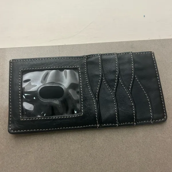 Card holder Black Genuine Leather Card Holder with ID Window - Image 2