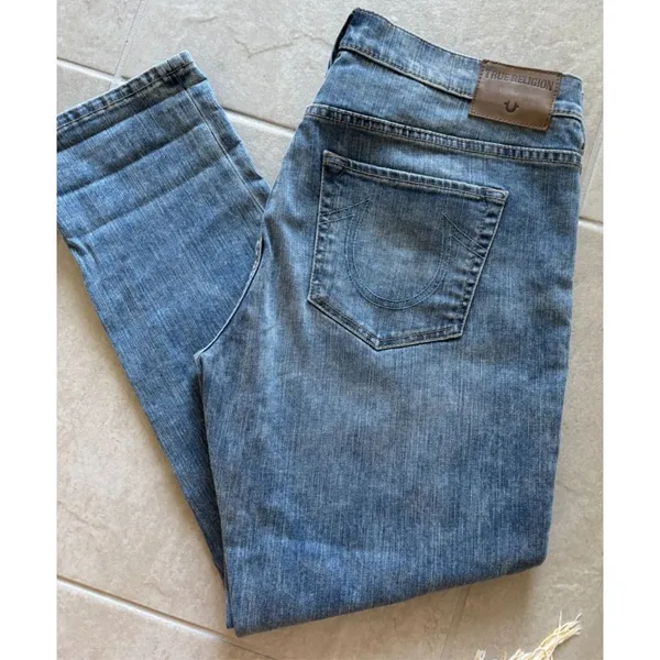 True Religion Jeans‎ Womens Sz 32 Cameron Slim Boyfriend Blue Embroidered Y2K - Image 3