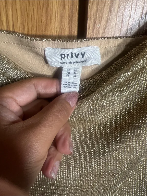 privy Shimmery Gold Cowl Neck Crop Camisole - Image 4