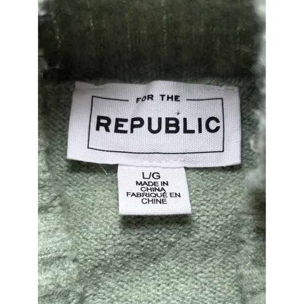 For the Republic Sage Green Wool‎ Blend Mock Turtleneck Sweater Large Cozy Hygge - Image 5