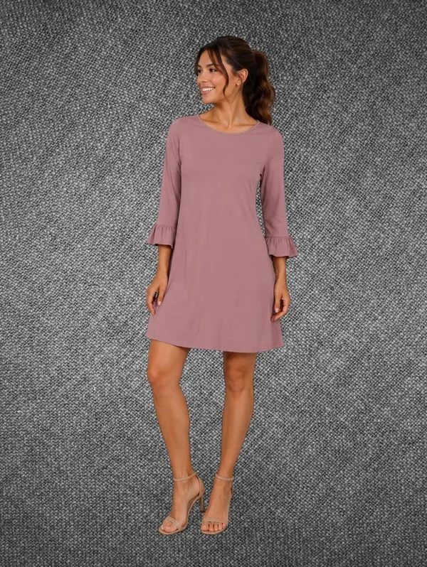 Pink Rose Vintage Blush Pink Ruffle Sleeve Swing Dress XL - Image 2