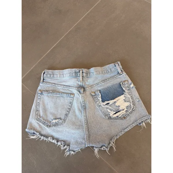 AGOLDE Parker Distressed Cut Off Denim Shorts Bitter Womens Size 25 - Image 7