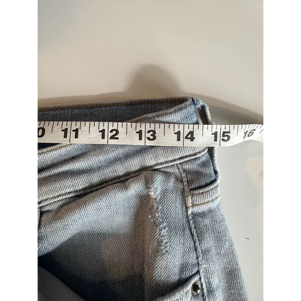ZARA Straight leg High Rise Distressed Jeans Womens Size 8 Light Wash Boho Denim - Image 8