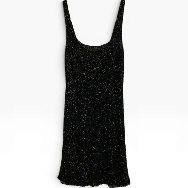 L'AGENCE Beaded Mini Dress Black Scoop Neck Sleeveless Cocktail Size XS‎ / 0 - Image 6