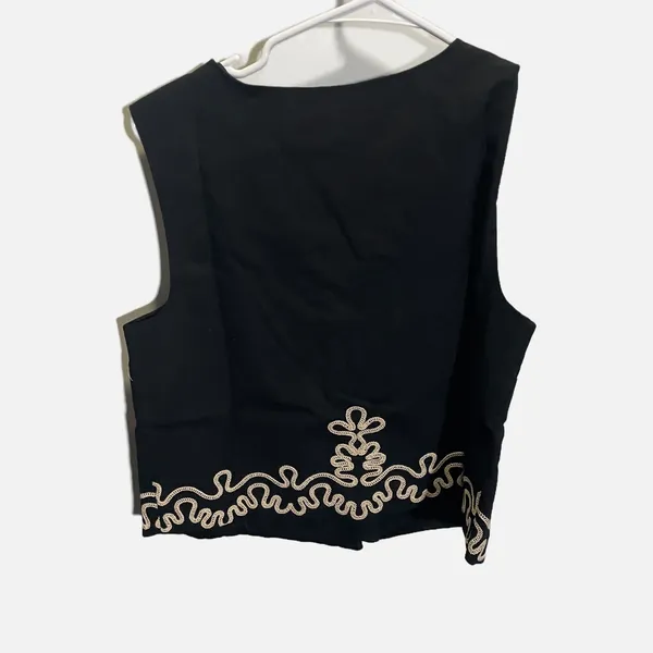 Future‎ Collective Black Soutache Embroidered V-Neck Cropped Vest Top XS New - Image 4