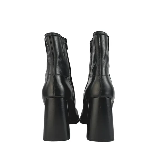 Free People Naomi Women's Black Leather Square Toe Block Heel Zip Ankle Boots 8 - Image 3