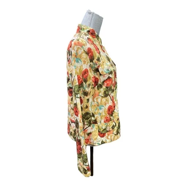 BAMBOO TRADERS Floral Cotton Eyelet Lined Short Blazer/Jacket - Size Large - Image 3