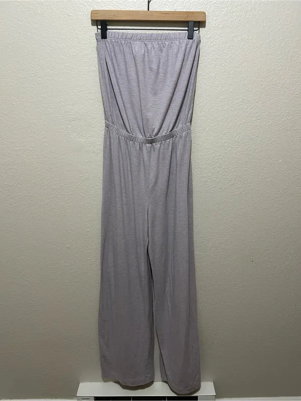 American Apparel Made in USA Strapless Wide Leg Jumpsuit Lavender Medium - Image 2