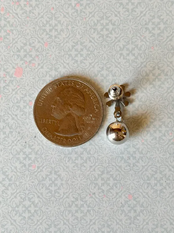 Handmade fully stainless steel flower & ball dangle earrings🌼 - Image 7