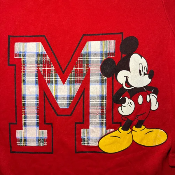 VTG 90s USA Made Mickey Unlimited Red Plaid Collar Sweatshirt Womens M‎ Disney - Image 3