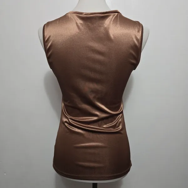 NY&Co Shimmering Bronze Metallic Sleeveless Top Medium Y2K Glam Luxe Shimmercore - Image 5