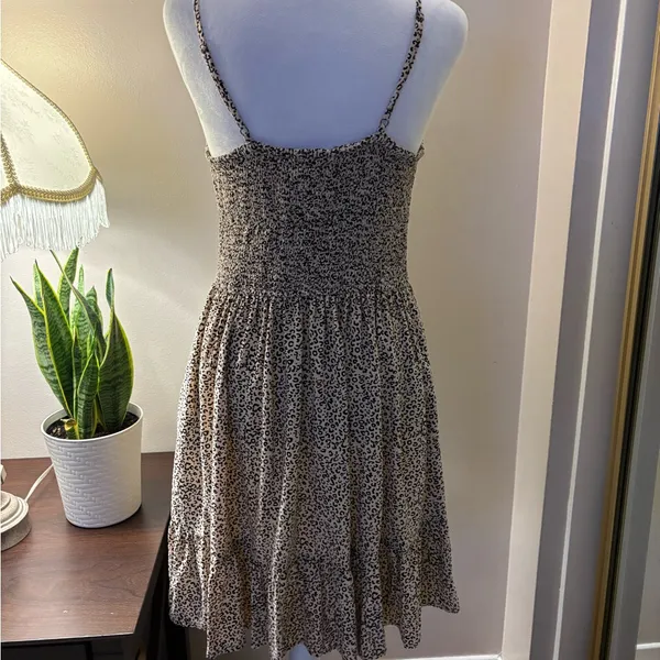 Japna Black and Cream Spaghetti Strap Mini Dress Size M - Image 4