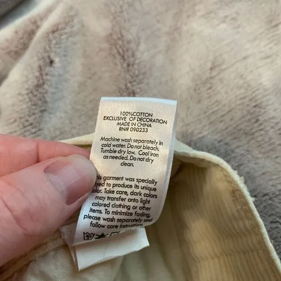 PacSun Womens 26 Shorts Cream Corduroy‎ Butterfly High Rise Vintage Style Cotton - Image 6