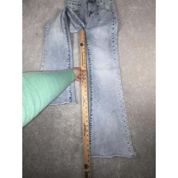 Mica Los Angeles Women's Blue Wash‎ Flare Mid Rise Jeans 24 - Image 10