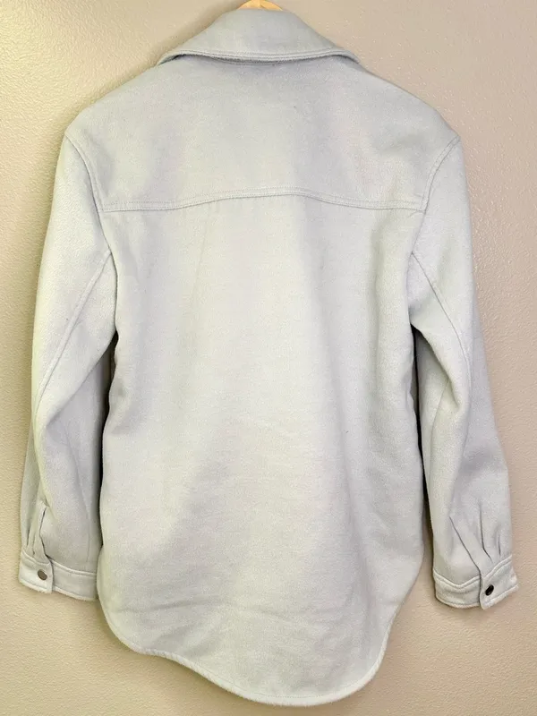 NWT Abercrombie & Fitch Light Blue Super Soft Snap Button Shacket Shirt Jacket - Image 7