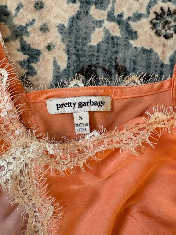 Pink and Orange Lace Detail Top - Image 3
