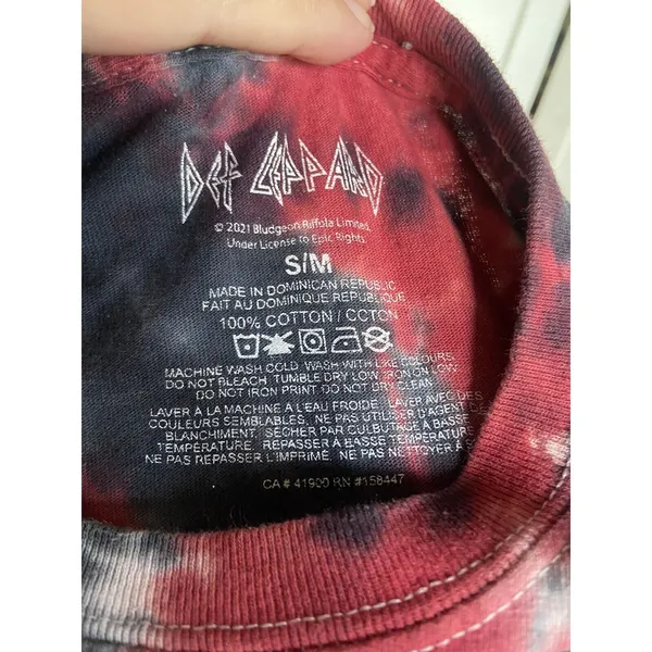 Def Leppard Unisex Tee Sz Small Medium Red Blue‎ Tie Dye Band Tee - Image 6