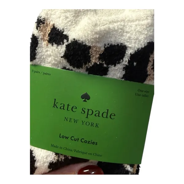 Kate Spade New York Low Cut Cozy Socks 3-Pair Set Leopard & Neutrals NWT - Image 3