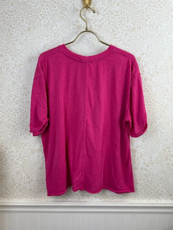 We The Free Hot Pink Cotton Blend Perfect Oversized Tee - Size - Medium - Image 2