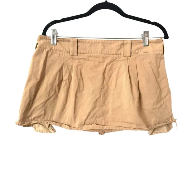 LIONESS‎ Khaki Raw Hem Mini Skirt Medium - Image 4