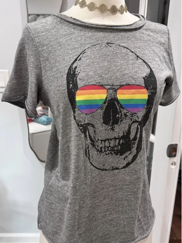 Chaser Grey Skull Graphic T-Shirt - Image 2