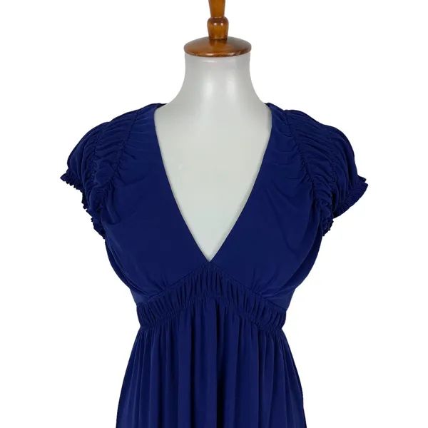 Laundry By Design Navy Ruched Cap Sleeve V Neck Dress‎ 4 Cocktail Party NWT - Image 2