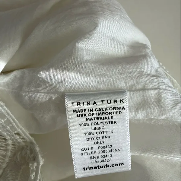 Trina Turk White Lace Shift Dress Size S Bridal Shower Garden Party Summer Chic - Image 14
