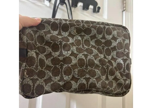 Coach F33504 Taxi Zip Top Tote In Signature Coated Canvas Women Bag Brown - Image 5