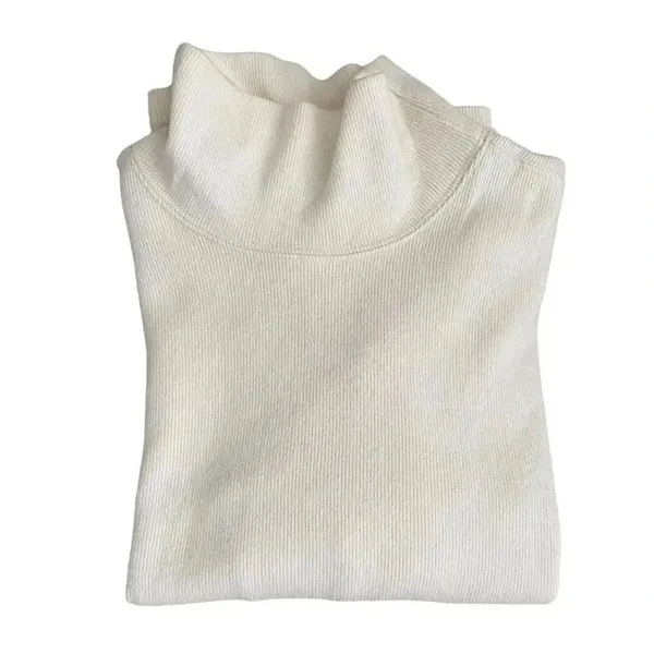 F. H. Clothing Off White Cotton Mock Neck Boxy Pullover Womens Sweater SZ L - Image 4