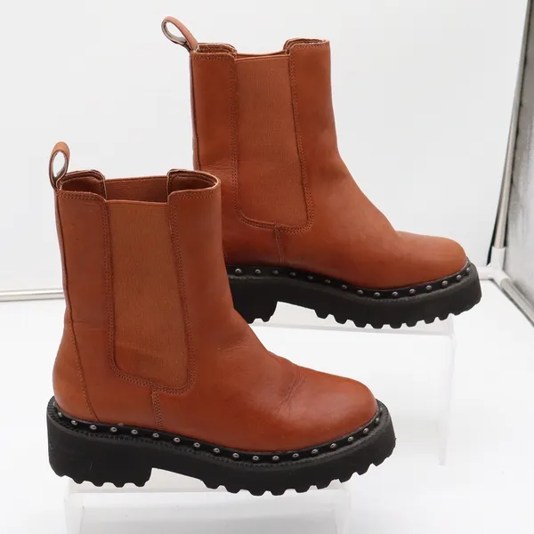 Vince Camuto Boots Womens 6 Meendey Cognac Brown Studded Lug Platform Fair - Image 2