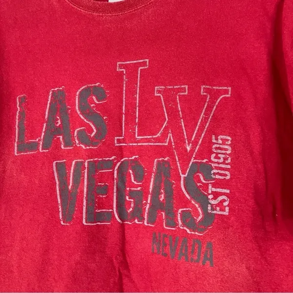 The Strip Las Vegas Graphic Tee Short Sleeve Red 100% Cotton Unisex XL - Image 2