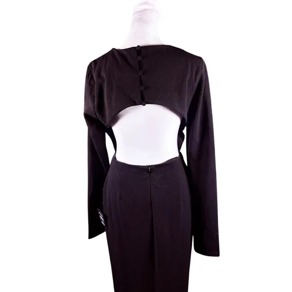 Lulus Flawless Esteem Black Long Sleeve Cutout‎ Column Gown Size Medium NWT - Image 7