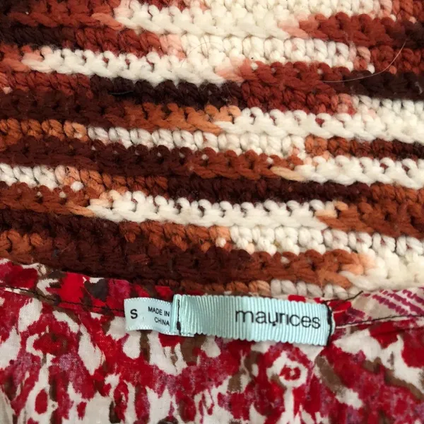 Maurice's Y2K Fairy Boho Grunge Granola Whimsical Red pink black blouse shirt top crotchet beaded square neckline short sleeve #whimsygoth #gothic - Image 5
