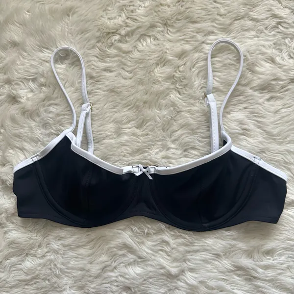 Pink By Frankies Bikinis Buttercup Bikini Top Swim Top Black White S - Image 3