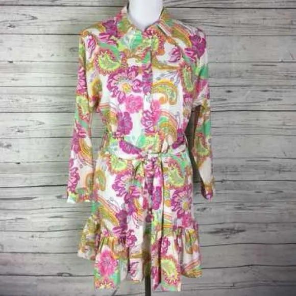 Zara Multicolor Paisley Long Sleeve Dress - Image 6