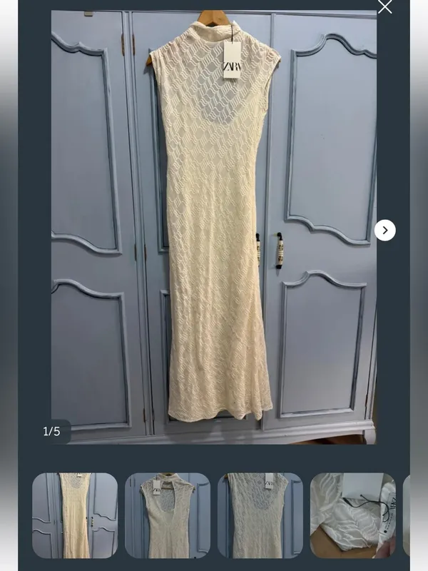 Zara White Cap-Sleeve Maxi Dress - Image 2