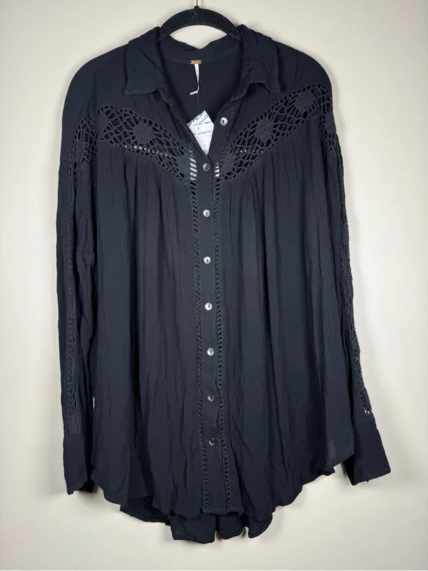 Free People Katie Bird Buttondown Boho Top - Image 12
