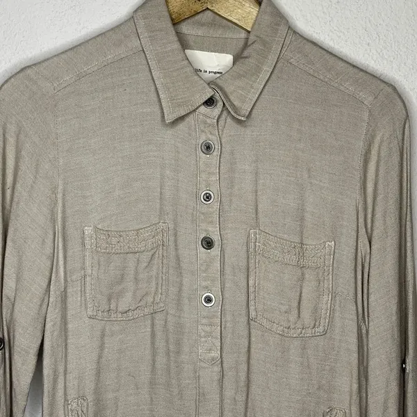Life In‎ Progress Shirt Dress Tan - Image 8