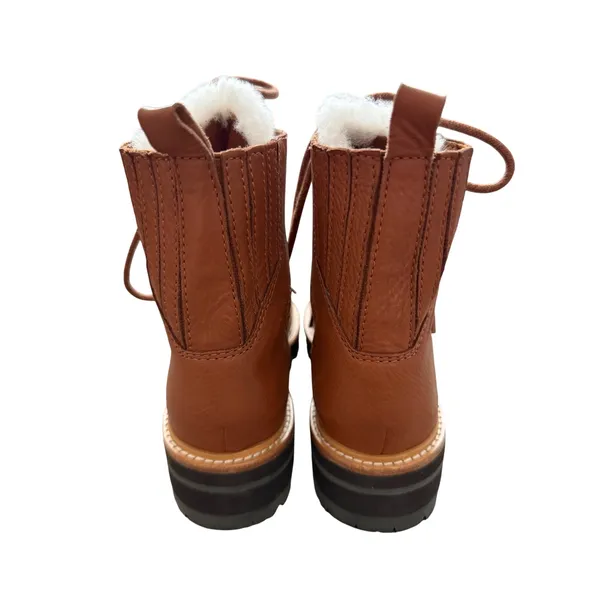 Marc‎ Fisher LTD Cognac Brown Leather Shearling Combat Winter Boots Size 6M NEW - Image 5