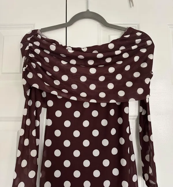 Polka dot midi dress Brown Size M - Image 2