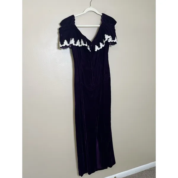 Women's Velvet Dress Jordan Gothic Evening Long Maxi 90s Whimsigoth Embroidered - Image 7