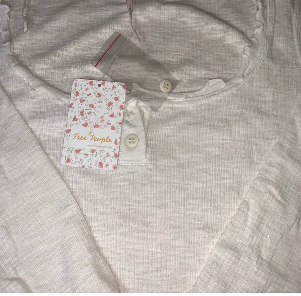 Free People Women's Jaimie Henley Top White Size Small - Image 7