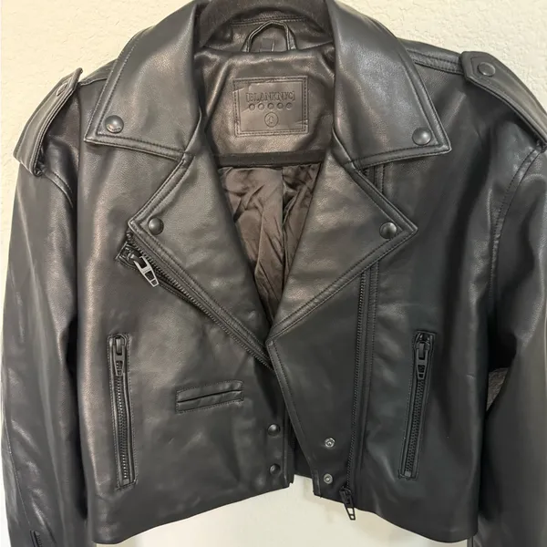 BLANKNYC High Standard Vegan Faux-Leather Crop Moto Jacket Black Size S Small - Image 5