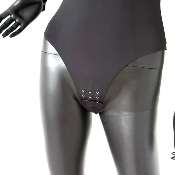 Black Slim Fit Bodysuit One Piece Long Sleeve Seamless Top Tee T-Shirt Blouse - Image 3