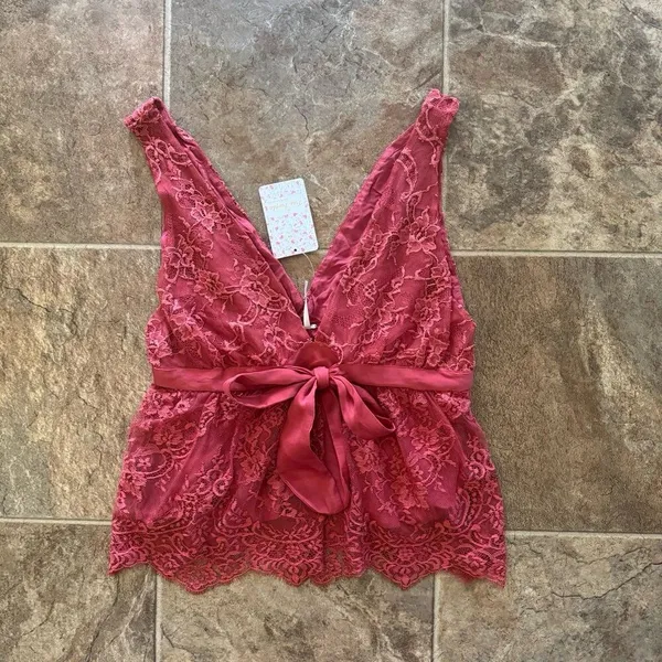 Free People Chante Lace Tank Frenchie Kiss Size Small - Image 2