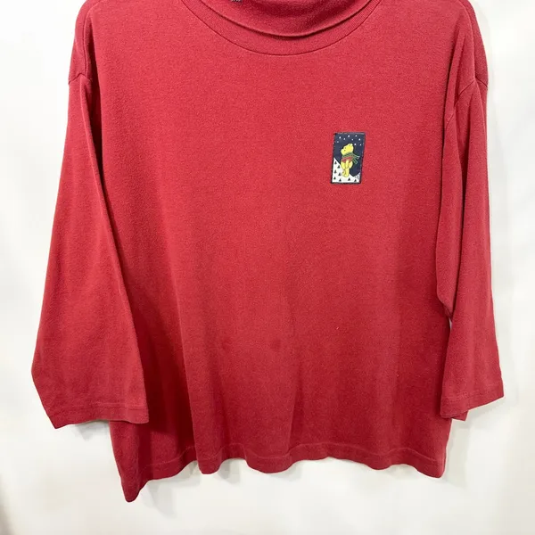 VTG Disney Store Winnie the Pooh‎ XXL Top Christmas Holiday Red Turtleneck 1665 - Image 3