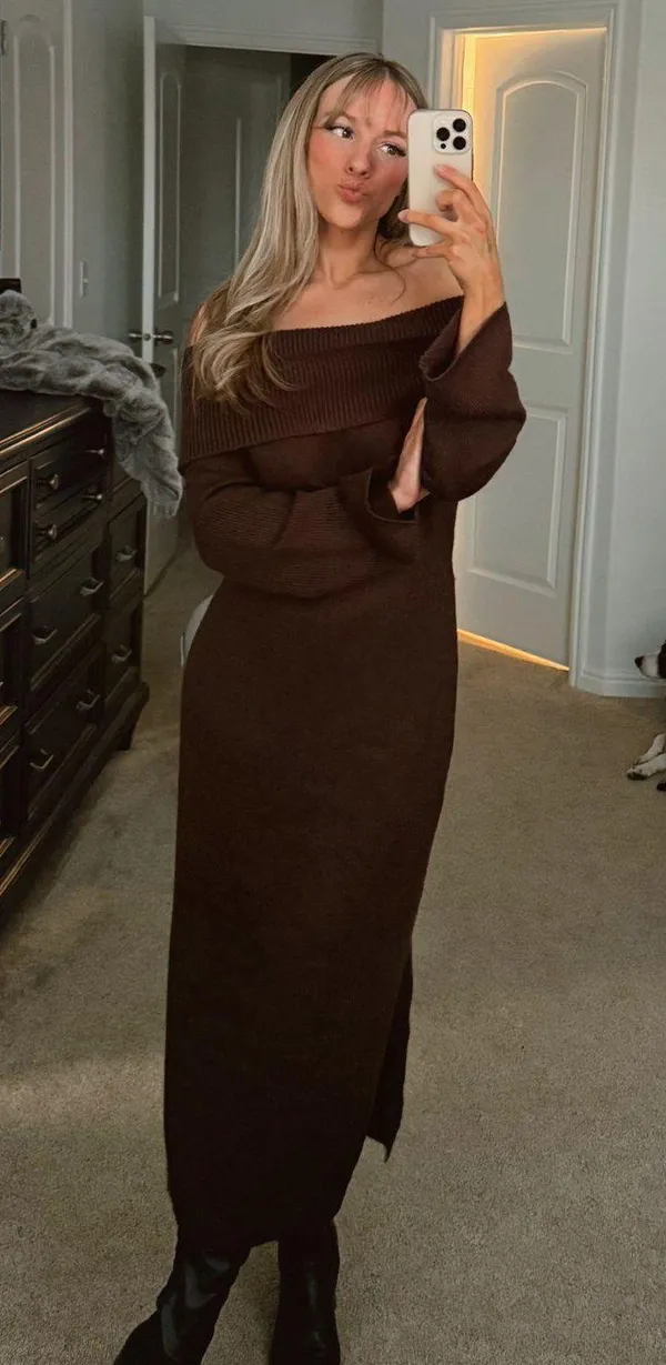 Lane201 Chocolate Off The Shoulder Dress - Image 5
