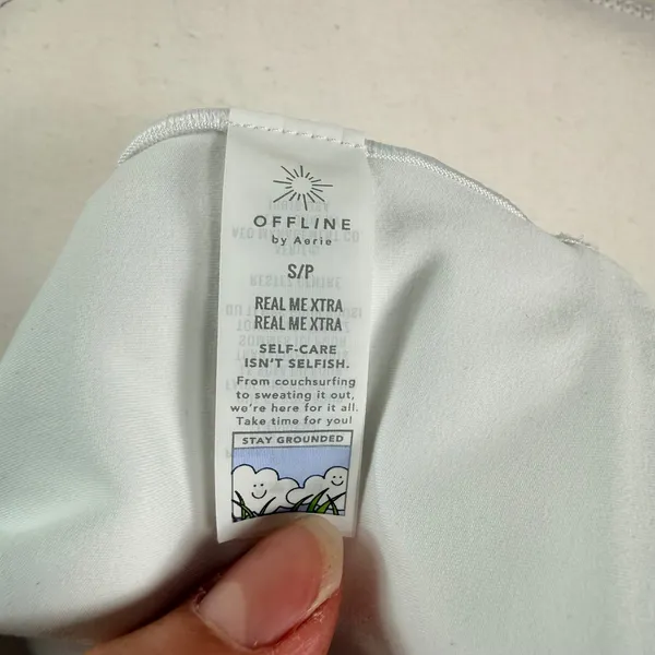 Offline by Aerie Real Me Xtra Ribbed Sports Bra White V-Neck Crop Top Small - Image 4