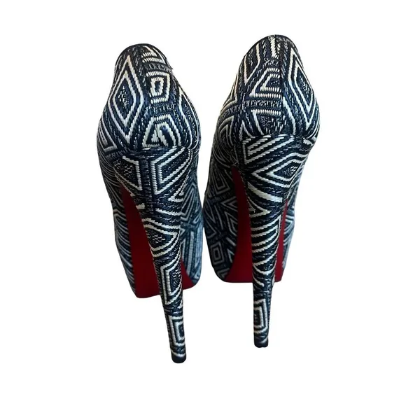 Christian Louboutin Daffodile Platform Pumps Heels Panama Geometrico Size 39 - Image 5