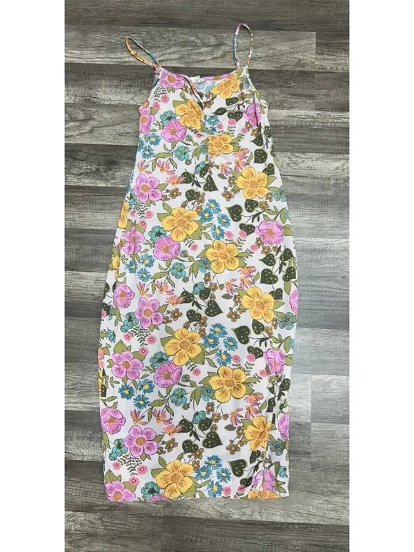 Vtg Floral Slip Dress XS Y2K Retro 70s Inspired Boho Festival Midi Hippie Garden - Image 14